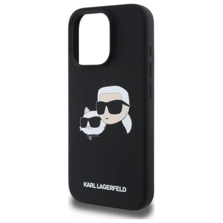 Etui Karl Lagerfeld Silicone nauble Heads Print MagSafe na iPhone 16 Pro - czarne