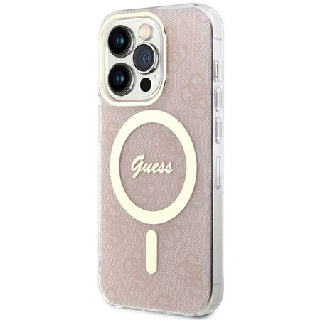 Oryginalne Etui GUESS hardcase IML 4G MagSafe GUHMP15LH4STP do Iphone 15 Pro różowy