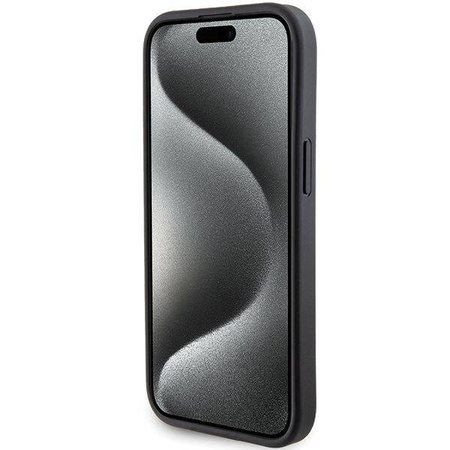 Etui Karl Lagerfeld Gripstand Saffiano Choupette Pins na iPhone 15 - czarne
