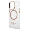 Oryginalne Etui IPHONE 13 PRO MAX Guess Hard Case Metal Outline Magsafe złote