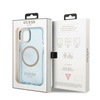 Original Handyhülle IPHONE 13 Guess Hard Case Gold Outline Translucent MagSafe (GUHMP13MHTCMB) blau