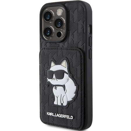 Karl Lagerfeld nakładka do iPhone 15 Pro Max 6,7&quot; KLHCP15XSAKCNSCK czarna hardcase Saffiano Cardslots and Stand Monogram Choupette