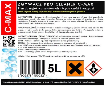 Flüssigreiniger für Teile und Werkzeuge für die Werkstattwaschmaschine PRO CLEANER C-MAX 5L