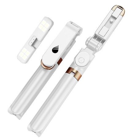 Zestaw / uchwyt selfie z pilotem na bluetooth tripod LED SSTR-20 biały
