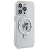 Original Handyhülle IPHONE 13 PRO Karl Lagerfeld Hardcase Ring Stand Karl&Choupettte MagSafe (KLHMP13XHMRSKCH) weiß