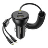 Baseus Okrągła plastikowa ładowarka samochodowa (U+C) + kabel C&L 60W czarna