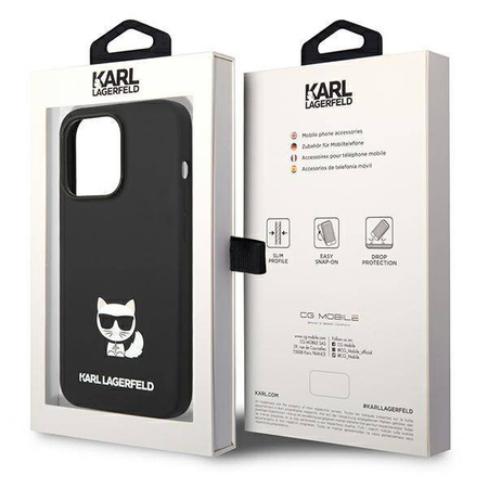 Original Handyhülle IPHONE 14 PRO MAX Karl Lagerfeld Hardcase Silicone Choupette Body schwarz