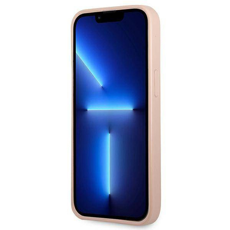 Etui IPHONE 13 PRO Guess Hardcase Saffianotriangle Logo Cardslot (GUHCP13LPSATPP) różowe