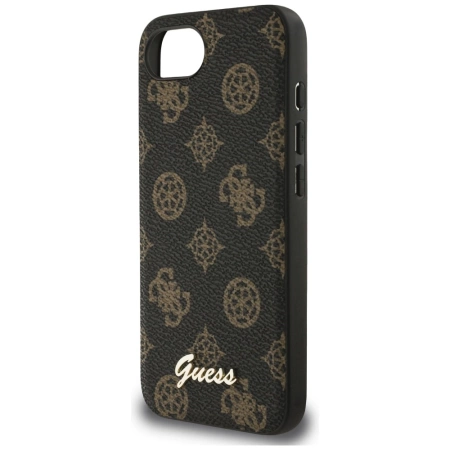 Etui Guess Peony Script Logo MagSafe na  iPhone 16e czarne