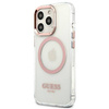 Original Handyhülle IPHONE 13 PRO Guess Hard Case Metal Outline Magsafe (GUHMP13LHTRMP) rosa