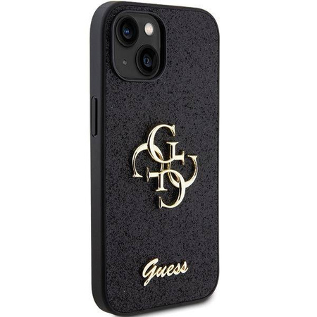 Original Case APPLE IPHONE 15 Guess Hardcase Glitter Script Big 4G (GUHCP15SHG4SGK) black