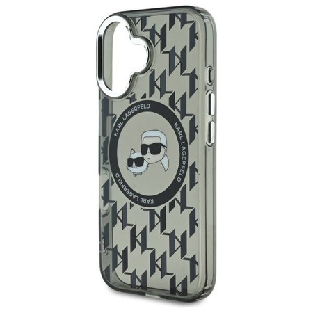 Karl Lagerfeld nakładka do iPhone 16 6,1&quot; KLHMP16SHMCKMHK czarna Hardcase IML Monogram Karl&Choupette Head MagSafe