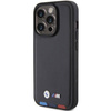BMW BMHCP15L22PTDK iPhone 15 Pro 6,1&quot; schwarz/schwarzer Lederstempel Tricolor