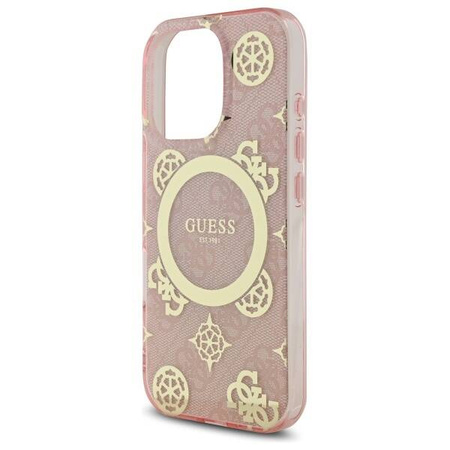 Original Handyhülle IPHONE 16 PRO Guess Hardcase IML Peony On 4G Background MagSafe (GUHMP16LH4PYEEP) rosa