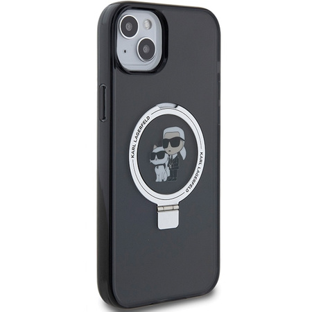 Karl Lagerfeld KLHMP15SHMRSKCK iPhone 15 6.1&quot; black/black hardcase Ring Stand Karl&amp;Choupette MagSafe