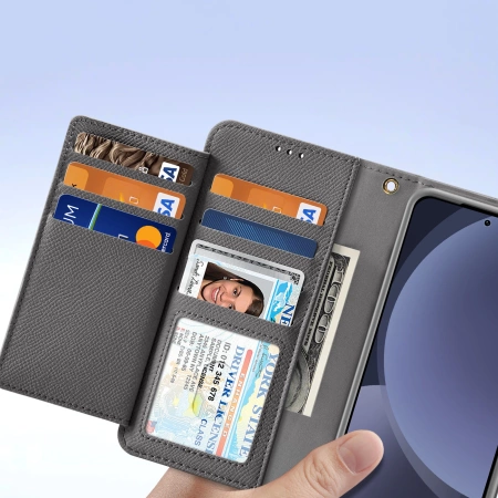 Dux Ducis Lawa Leather Case for Samsung Galaxy S25+ with Detachable Magnetic Wallet - Gray