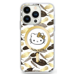 Original Handyhülle IPHONE 16 PRO MAX Hello Kitty Hardcase IML Golden Leaves MagSafe (HKHMP16XHGLEH) weiß
