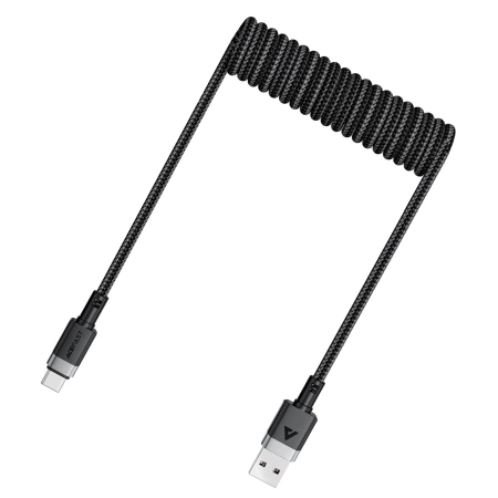 Acefast C14-04 USB-A - USB-C Kabel Feder 480Mb/s 3A 1,2m - Schwarz