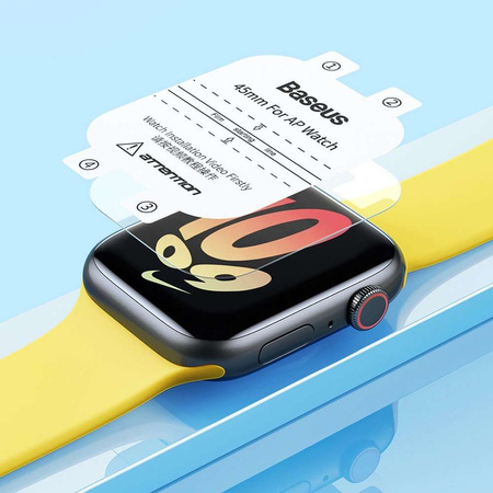 Set aus 2x Baseus NanoCrystal Schutzfolie für Apple Watch 7 41mm + Montageset - transparent