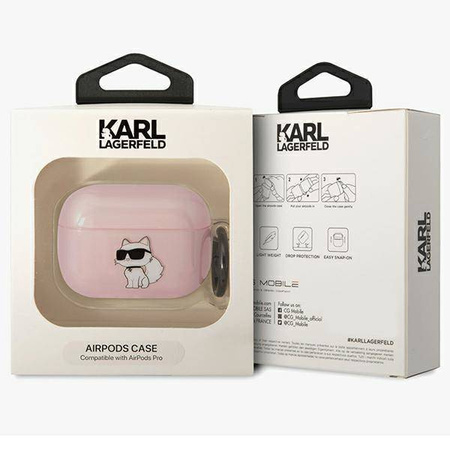 Oryginalne Etui APPLE AIRPODS PRO Karl Lagerfeld Ikonik Choupette (KLAPHNCHTCP) różowe