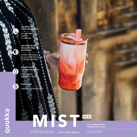 Quokka Mist - Kubek termiczny ze stali nierdzewnej 720 ml ze słomką (Pastel Green)