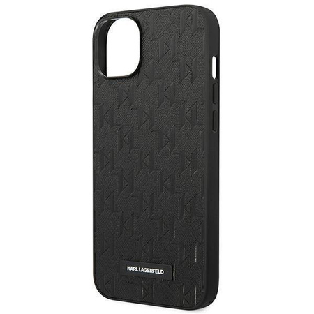 Original Handyhülle IPHONE 14 PLUS Karl Lagerfeld Hardcase Saffiano Mono Metal Logo (KLHCP14MSAKLHPK) schwarz