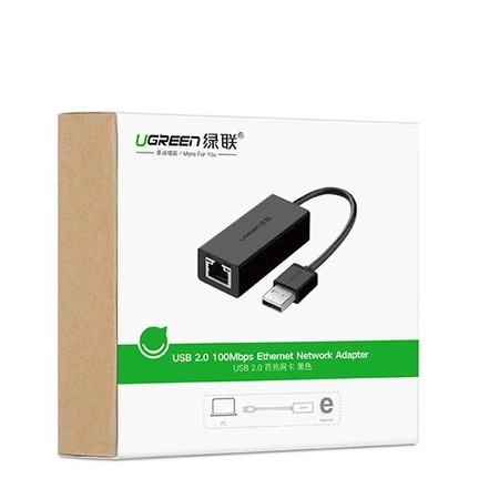 Ugreen externer Netzwerkadapter RJ45 - USB 2.0 100 Mbps Ethernet schwarz (CR110 20254)