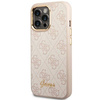 Oryginalne Etui IPHONE 14 PRO MAX Guess Hard Case 4G Vintage Gold Logo (GUHCP14XHG4SHP) różowe