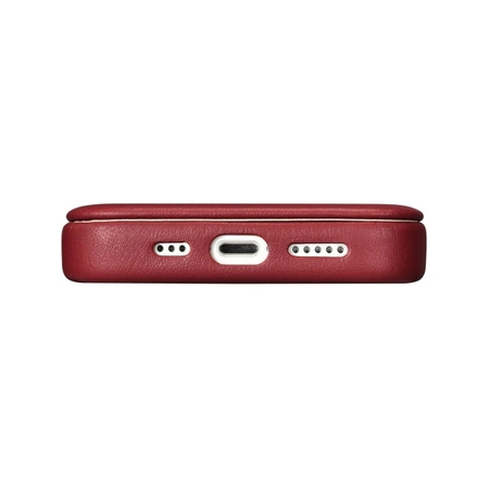 iCarer CE Premium Leather Folio Case skórzane etui iPhone 14 Pro Max z klapką magnetyczne MagSafe czerwony (WMI14220716-RD)