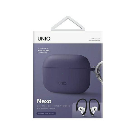 Uniq Hülle Nexo AirPods Pro 2 Gen + Ohrhaken Silikon lila/feige lila