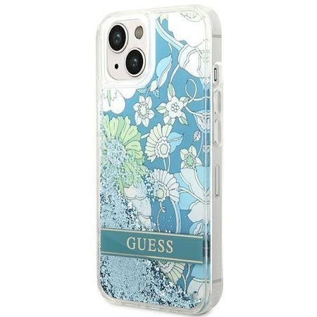 Etui IPHONE 14 PLUS Guess Hardcase Flower Liquid Glitter zielone