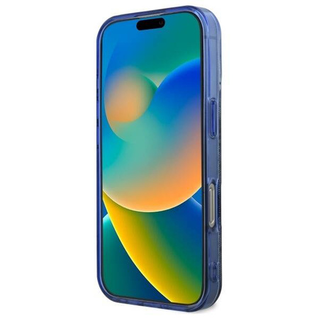 Original Case IPHONE 16 PRO Guess Hardcase IML Peony On 4G Background MagSafe (GUHMP16LH4PYEEB) blue