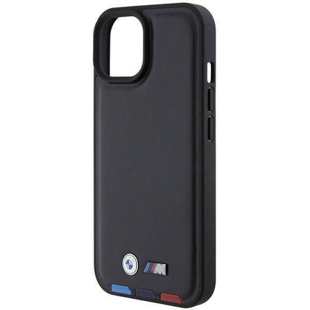 BMW BMHCP15S22PTDK iPhone 15 6,1" schwarz/schwarzer Lederstempel Tricolor