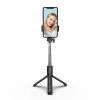 Selfie stick WHS1Y telescopic tripod 1m with phone holder - black