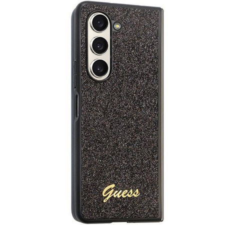 Guess nakładka do Samsung Z Fold5 GUHCZFD5HGGSHK czarna PU/TPU Glitter Script