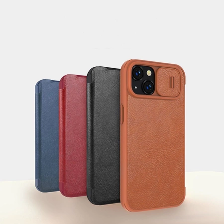 Nillkin Qin Leder Pro Hülle iPhone 14 Plus Kamerahülle Holsterhülle Klapphülle Blau