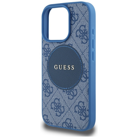 Oryginalne Etui IPHONE 16 PRO MAX Guess 4G Circle Classic Logo MagSafe niebieskie