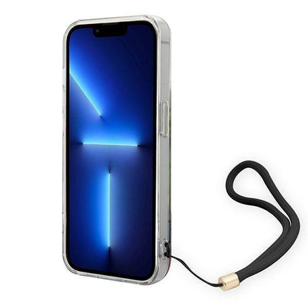 Oryginalne Etui IPHONE 14 PRO Guess Hardcase Flower Strap (GUOHCP14LHFLSB) niebieskie