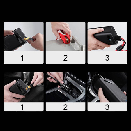 Baseus samochodowa przetwornica inwerter prądu 150W 12V / 500W  220V (wtyczka EU i CN) czarny (CGNB000101)