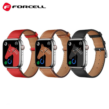 Pasek do Apple Watch Forcell F-Design FA20 magnetyczny skóra ekologiczna 42 / 44 / 45 / 49 mm czerwony