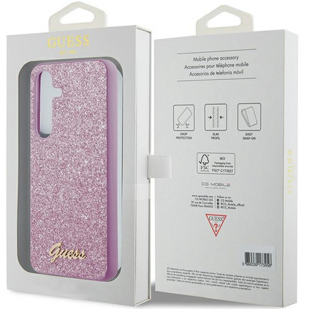 Etui Guess Glitter Script na Samsung Galaxy S24 - fioletowe
