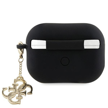 Original Case APPLE AIRPODS PRO 2 Guess Cover Liquid Silicone Glitter Triangle Charm (GUAP2LECG4K) black