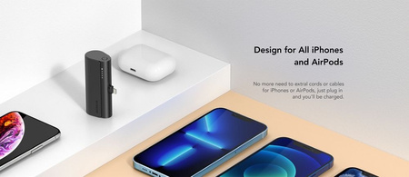 Bateria zewnętrzna (Powerbank) VEGER PlugOn - 5000mAh z wbudowanym złączem do Lightning 8-pin PD 20W (W0556L)