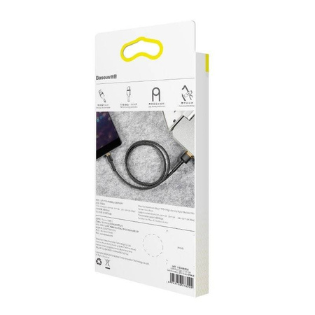 Baseus Cafule Cable wytrzymały nylonowy kabel przewód USB / Lightning QC3.0 2A 3M czarno-złoty (CALKLF-RV1)