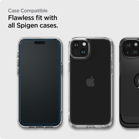 GEHÄRTETES GLAS Spigen ALM GLASS FC 2ER-PACK IPHONE 15 PLUS SCHWARZ