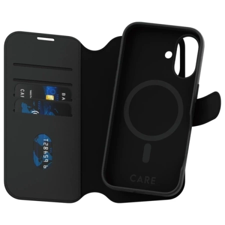 CARE by PanzerGlass Feature Tango 2in1 Wallet MagSafe Hülle für iPhone 16 – Schwarz