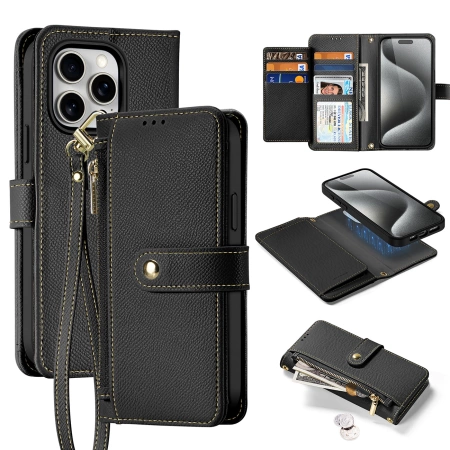 Etui skórzane Dux Ducis Lawa na iPhone 15 Pro Max - czarne