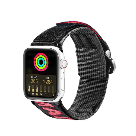 Dux Ducis Strap (Outdoor  Version) pasek Apple Watch Ultra, SE, 8, 7, 6, 5, 4, 3, 2, 1 (49, 45, 44, 42  mm) nylonowa opaska bransoleta czarno-czerwony