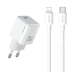 USAMS Lad. network. 1xUSB-C PD20W PD3.0 Fast Charging US-CC183 + USB-C/Lightning cable US-SJ610 white/white YX Series YXXLOGTC03