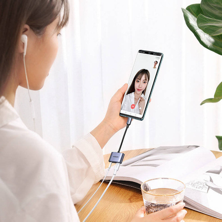 Ugreen audio adapter USB Type C (male) - USB Type C PD QC (female) + 3.5mm mini jack (female) gray (CM231)